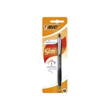 Balpen Bic Atlantis soft metalen clip clic medium zwart bister à 1st