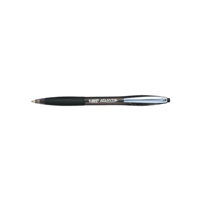 Balpen Bic Atlantis soft metalen clip clic medium zwart