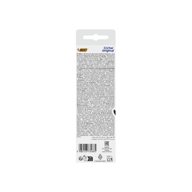 Balpen Bic Cristal medium assorti blister à 5 stuks