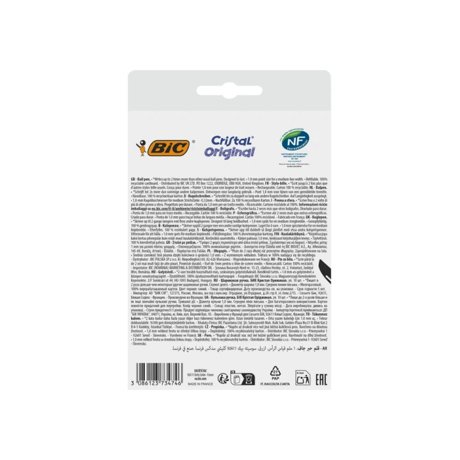 Balpen Bic Cristal medium blauw blister à 10 stuks