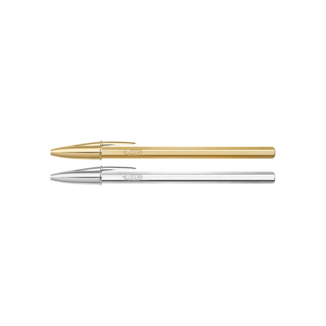 Balpen BIC Cristal medium goud en zilver