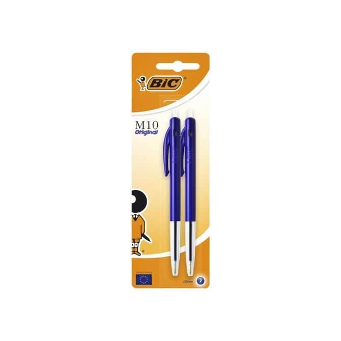 Balpen Bic M10 medium blauw blister à 2 stuks