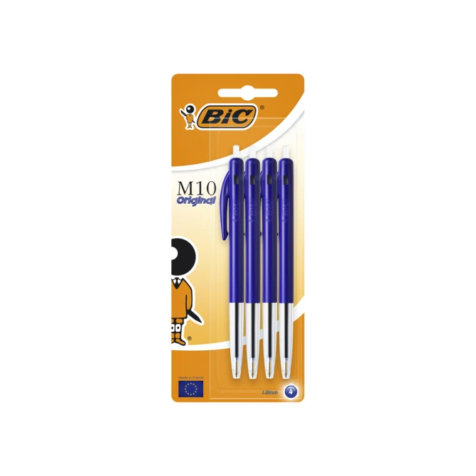 Balpen Bic M10 medium blauw blister à 4st