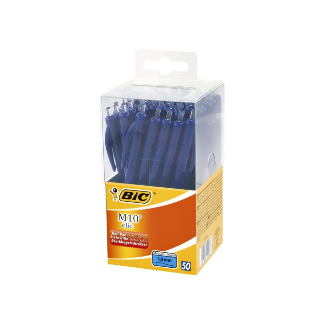 Balpen Bic M10 medium blauw in tubo verpakking
