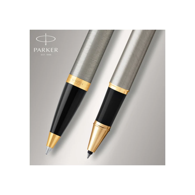 Balpen en Rollerpen Parker IM brushed metal GT medium 2 stuks