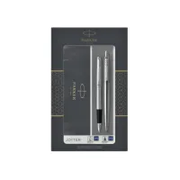 Balpen en vulpen Parker Jotter stainless steel CT medium 2 stuks