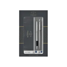 Balpen en vulpen Parker Jotter stainless steel CT medium 2 stuks
