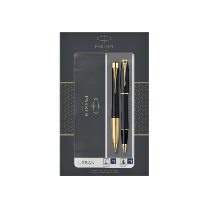 Balpen en vulpen Parker Urban matt black GT medium 2 stuks