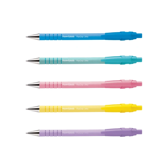 Balpen Paper Mate Flexgrip drukknop pastel schrijfkleur zwart