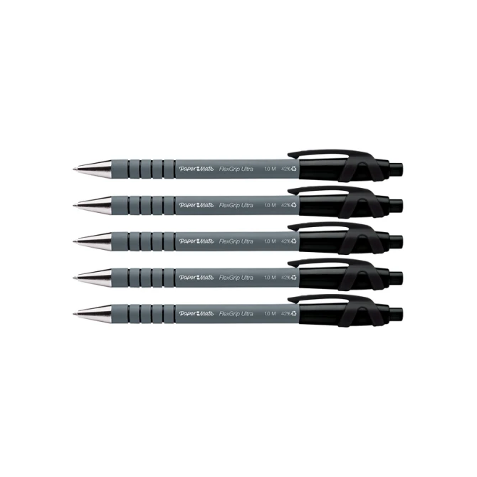 Balpen Paper Mate Flexgrip Ultra medium zwart blister à 5 stuks