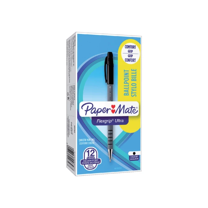 Balpen Paper Mate Flexgrip Ultra stick medium zwart