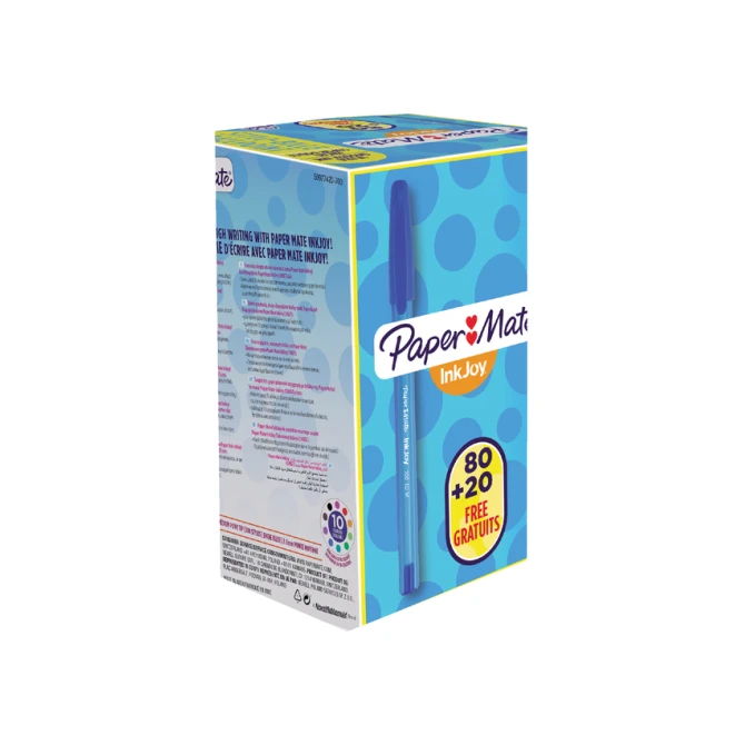Balpen Paper Mate Inkjoy 100 medium blauw valuepack 80+20 gratis