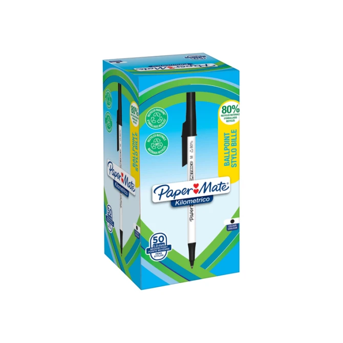 Balpen Paper Mate Kilometrico Recycled medium zwart