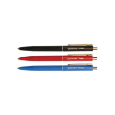 Balpen Quantore drukknop met metalen clip rood medium