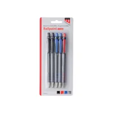 Balpen Quantore grip drukknop assorti 5 stuks