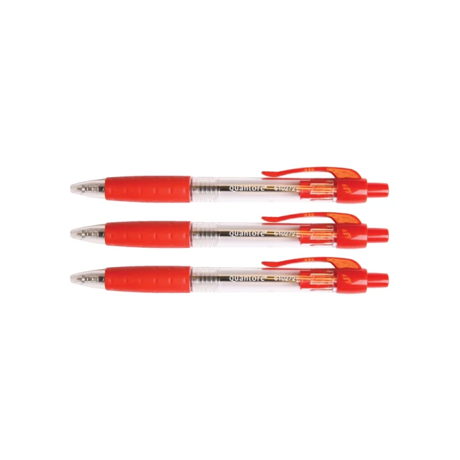 Balpen Quantore Grip drukknop rood medium