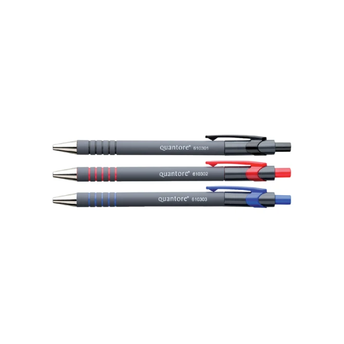 Balpen Quantore rubbergrip drukknop blauw medium
