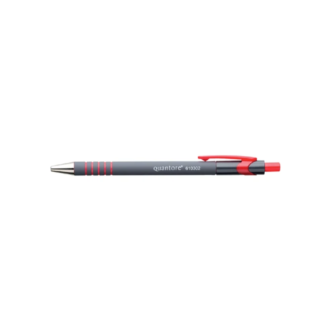 Balpen Quantore rubbergrip drukknop rood medium