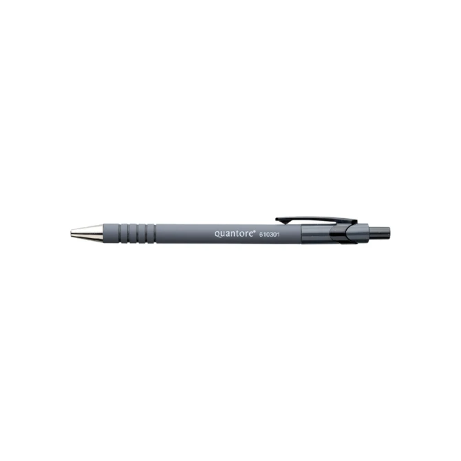 Balpen Quantore rubbergrip drukknop zwart medium