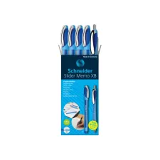 Balpen Schneider Slider Memo XB  blauw 4st + 1 gratis Slider balpen