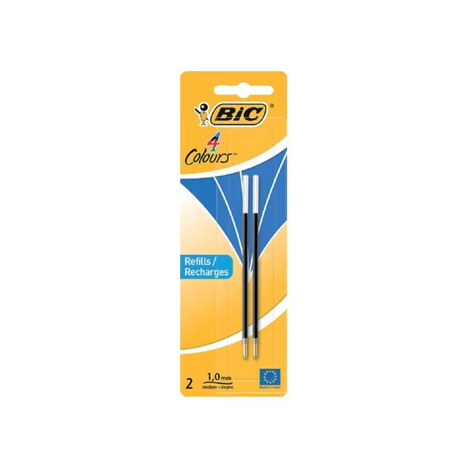 Balpenvulling Bic voor baliepen medium blauw blister à 2 stuks