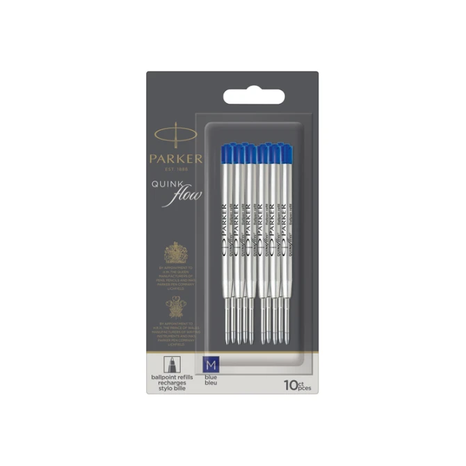 Balpenvulling Parker Quinkflow medium blauw blister à 10 stuks