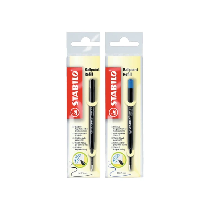 Balpenvulling STABILO standaard medium zwart  blister à 1 stuk