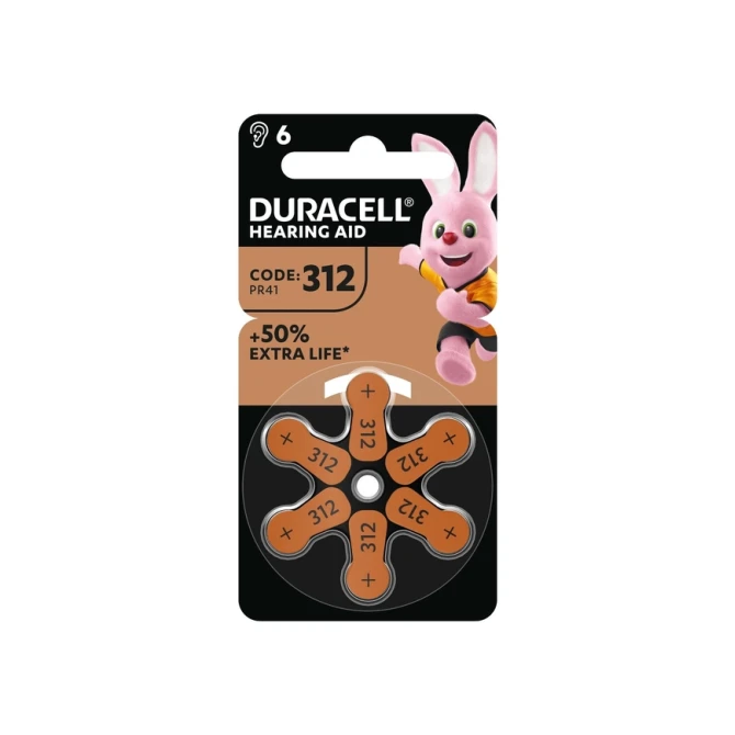Batterij Duracell Hearing DA312 Ø7,9mm 180mAh 6 stuks