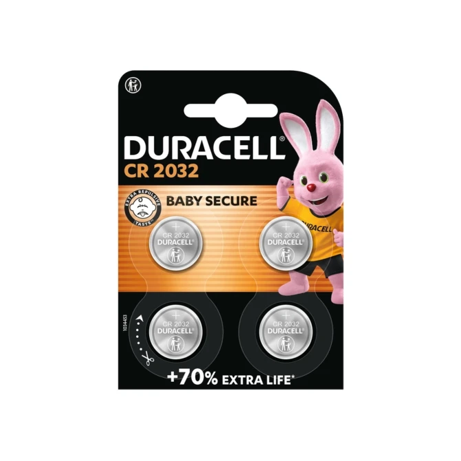 Batterij Duracell knoopcel 4xCR2032 lithium Ø20mm 3V-180mAh