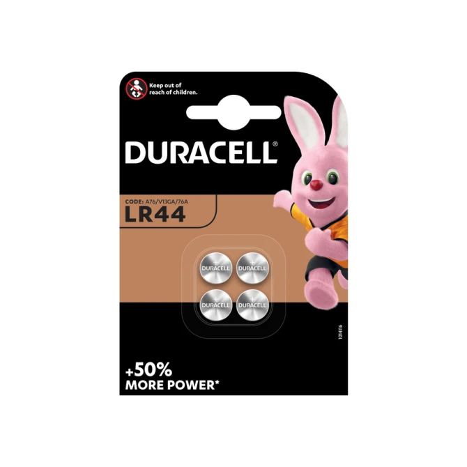 Batterij Duracell knoopcel 4xLR44 alkaline Ø11,6mm