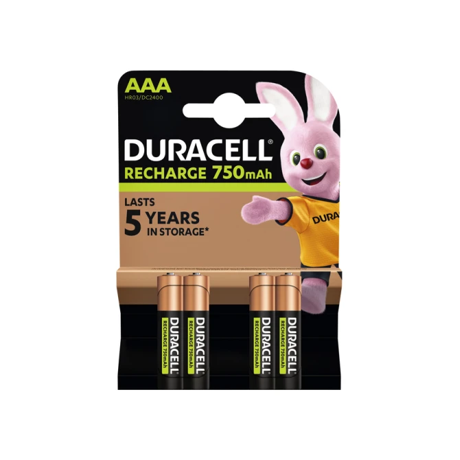 Batterij oplaadbaar Duracell 4xAAA 750mAh Plus