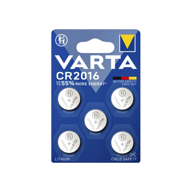 Batterij Varta knoopcel CR2016 lithium blister à 5stuk