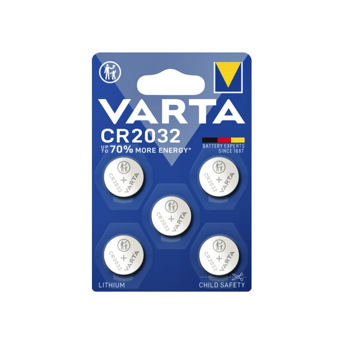 Batterij Varta knoopcel CR2032 lithium blister à 5stuk