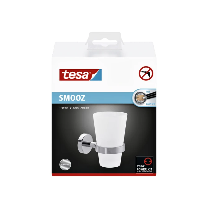Bekerhouder tesa® Smooz hoogglans verchroomd metaal zelfklevend