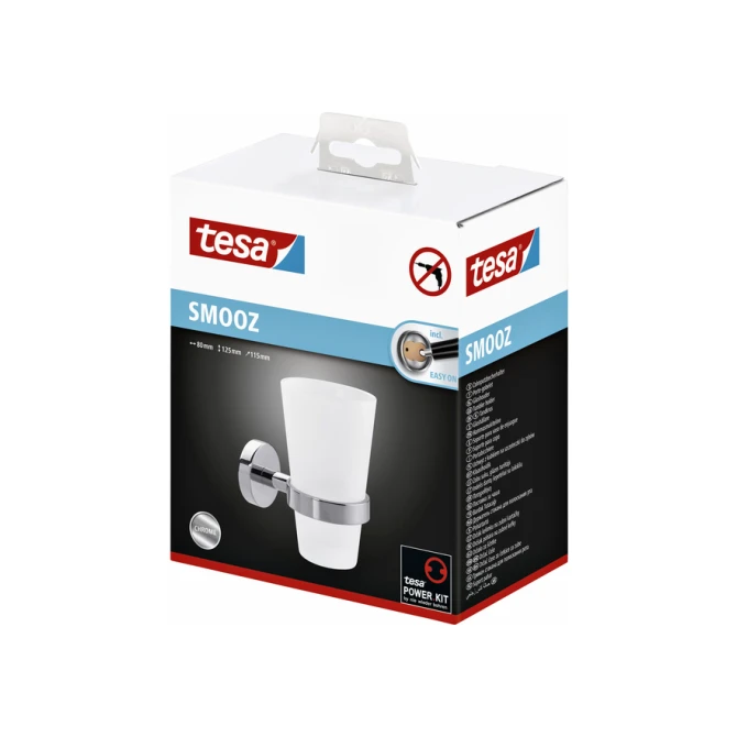 Bekerhouder tesa® Smooz hoogglans verchroomd metaal zelfklevend