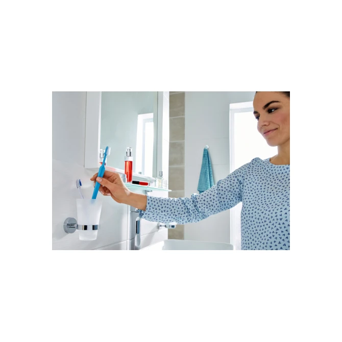 Bekerhouder tesa® Smooz hoogglans verchroomd metaal zelfklevend