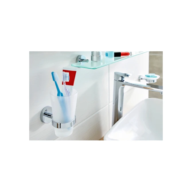 Bekerhouder tesa® Smooz hoogglans verchroomd metaal zelfklevend