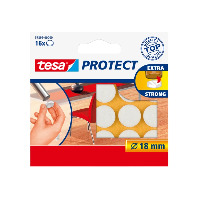 Beschermvilt tesa® Protect anti-kras  Ø18mm wit 16 stuks