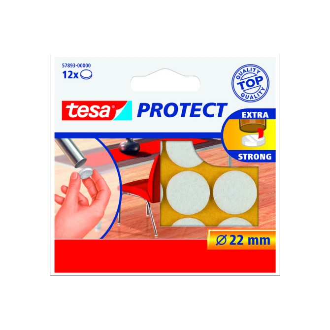 Beschermvilt tesa® Protect anti-kras  Ø22mm wit 12 stuks