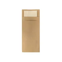 Bestekzakje IEZZY 190x85mm kraft met gerecycled servet 500st Bestekzakje IEZZY 190x85mm kraft met gerecycled servet 500st