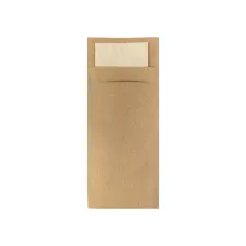 Bestekzakje IEZZY 190x85mm kraft met gerecycled servet 500st Bestekzakje IEZZY 190x85mm kraft met gerecycled servet 500st