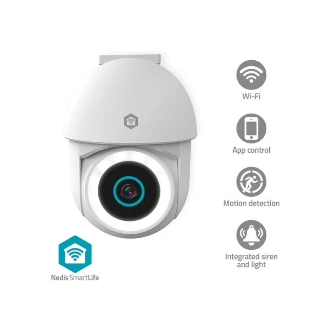 Beveiligingscamera Nedis Smartlife Wifi buiten 3MP Full HD 1296p wit