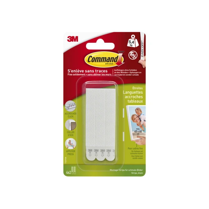Bevestigingsstrip Command klik vast smal 5,4kg wit