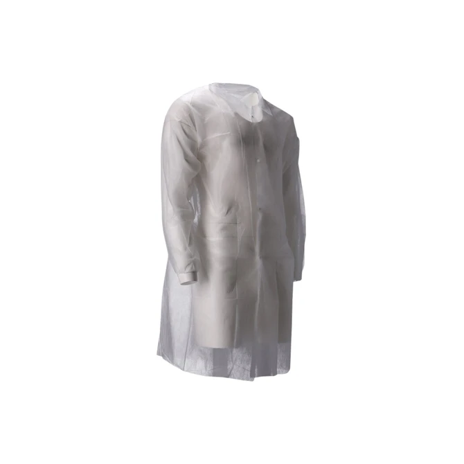 Bezoekersjas CMT L non-woven drukknopen 104cm lang PP wit 100 stuks