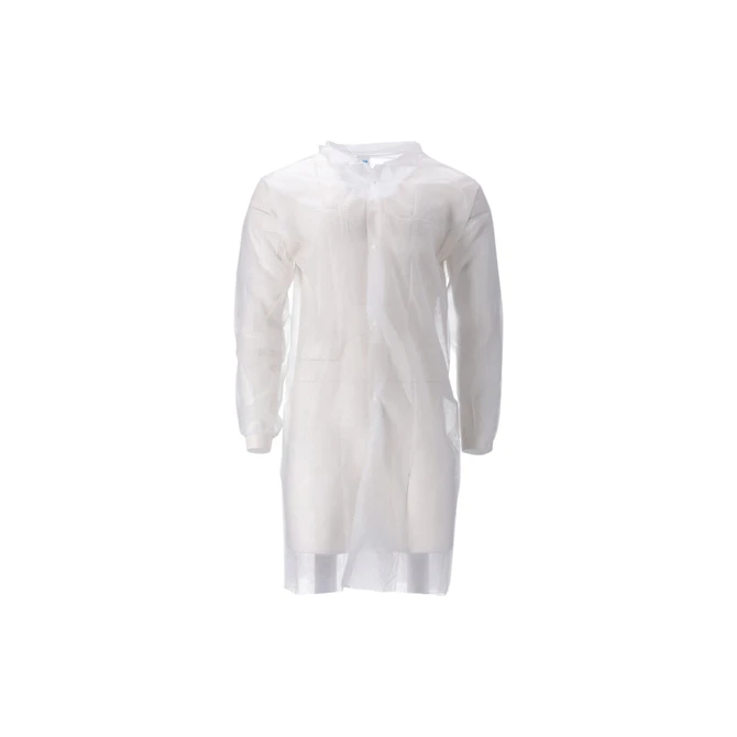Bezoekersjas CMT M non-woven drukknopen 104cm lang PP wit 100 stuks