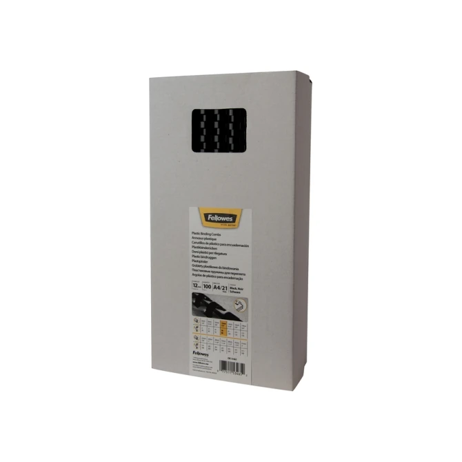 Bindrug Fellowes 12mm 21rings A4 zwart 100 stuks