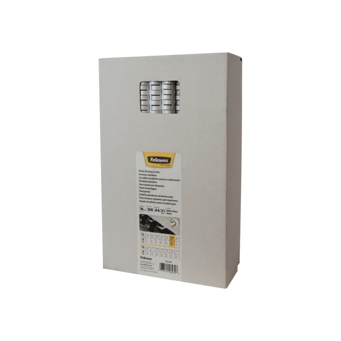 Bindrug Fellowes 16mm 21rings A4 wit 100 stuks