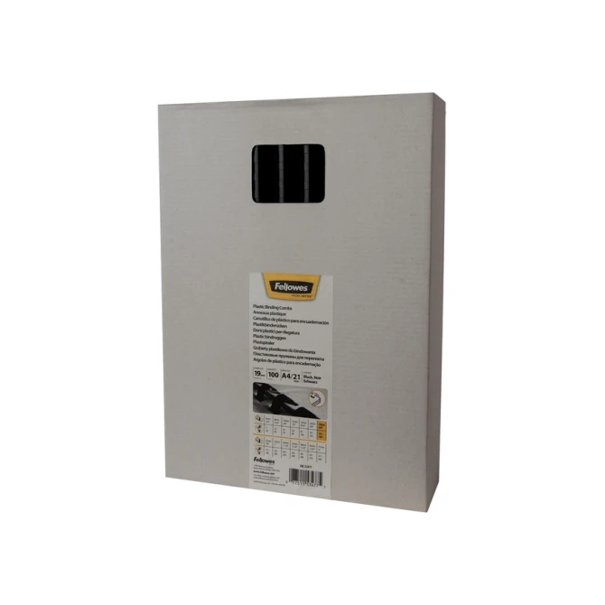 Bindrug Fellowes 19mm 21rings A4 zwart 100 stuks