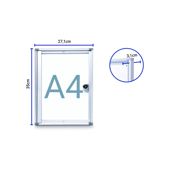 Binnenvitrine wand MAULextraslim whiteboard 1xA4 met slot