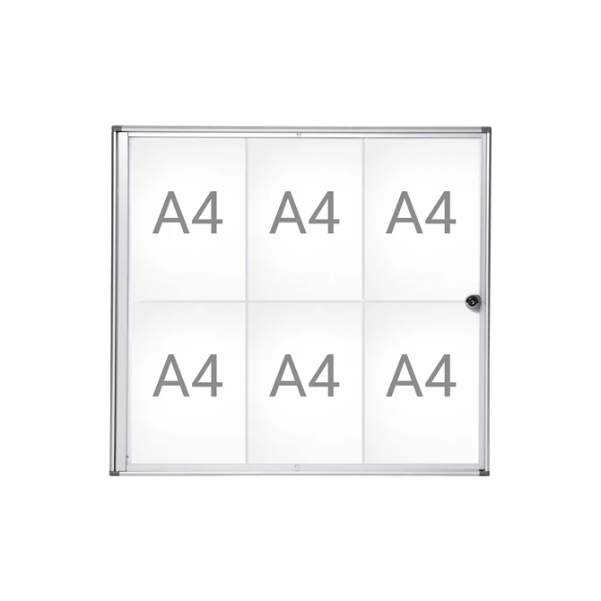 Binnenvitrine wand MAULextraslim whiteboard 6xA4 met slot